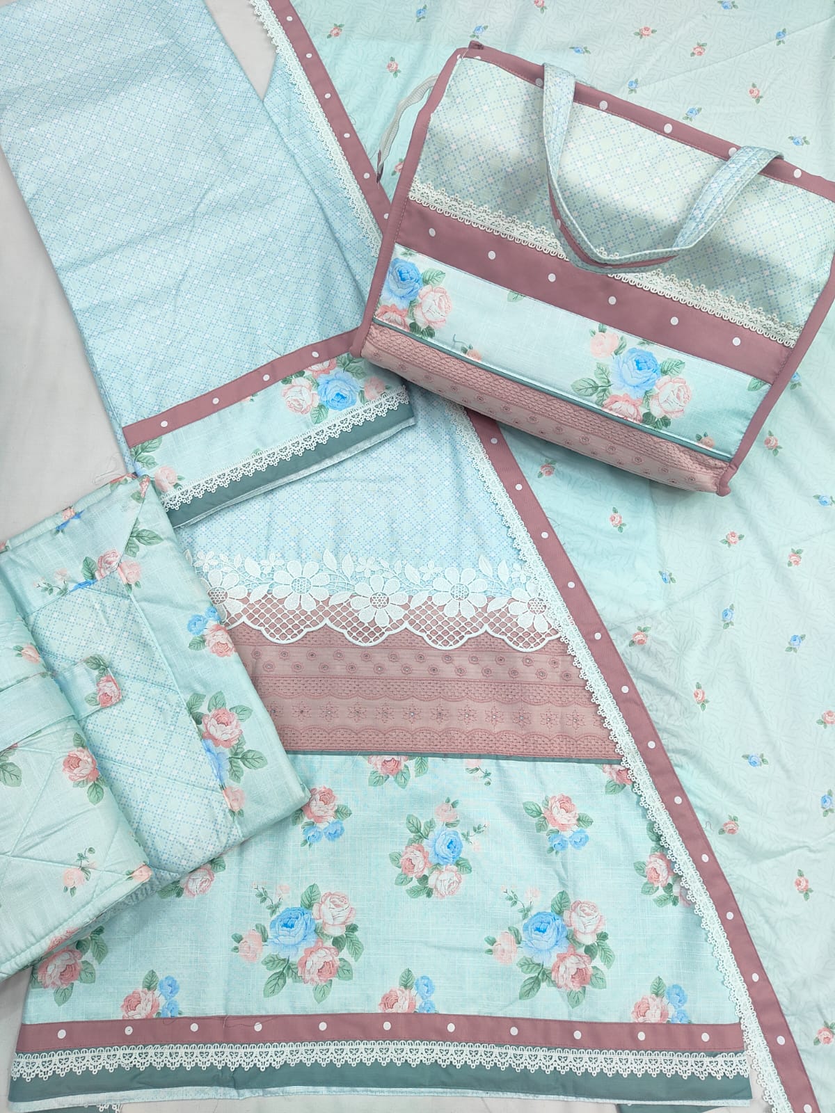  Namazi Rida cum Jori RCJ with Quilted Masallah and spacious Quilted Bag